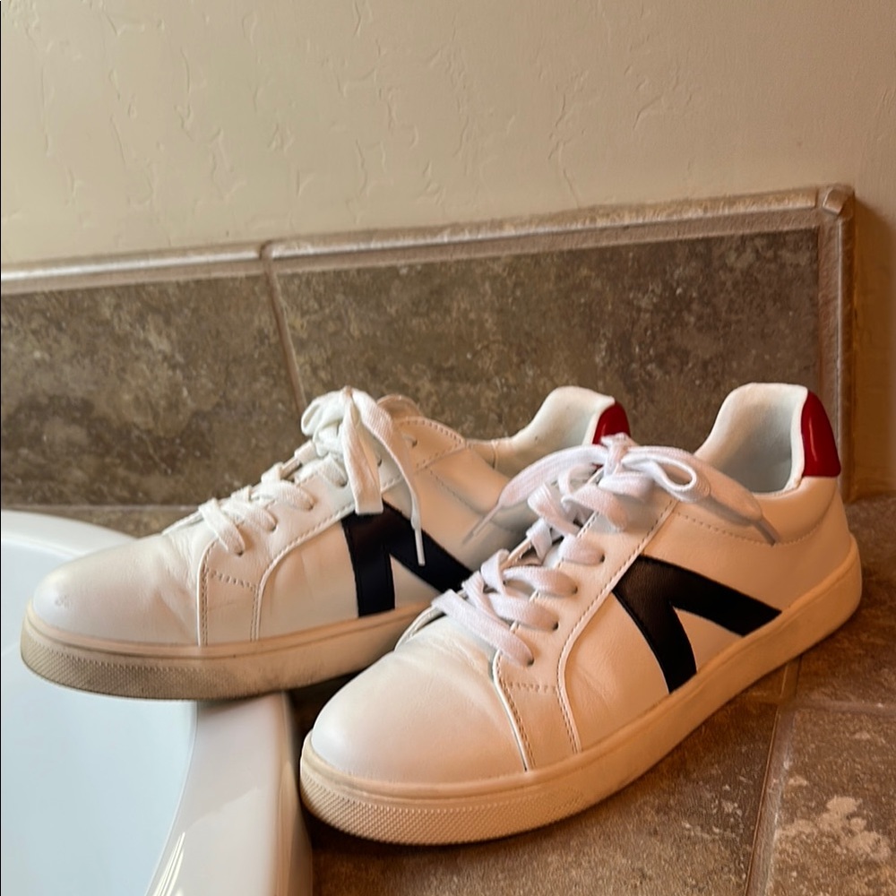 MIA white sneakers (red and navy blue)